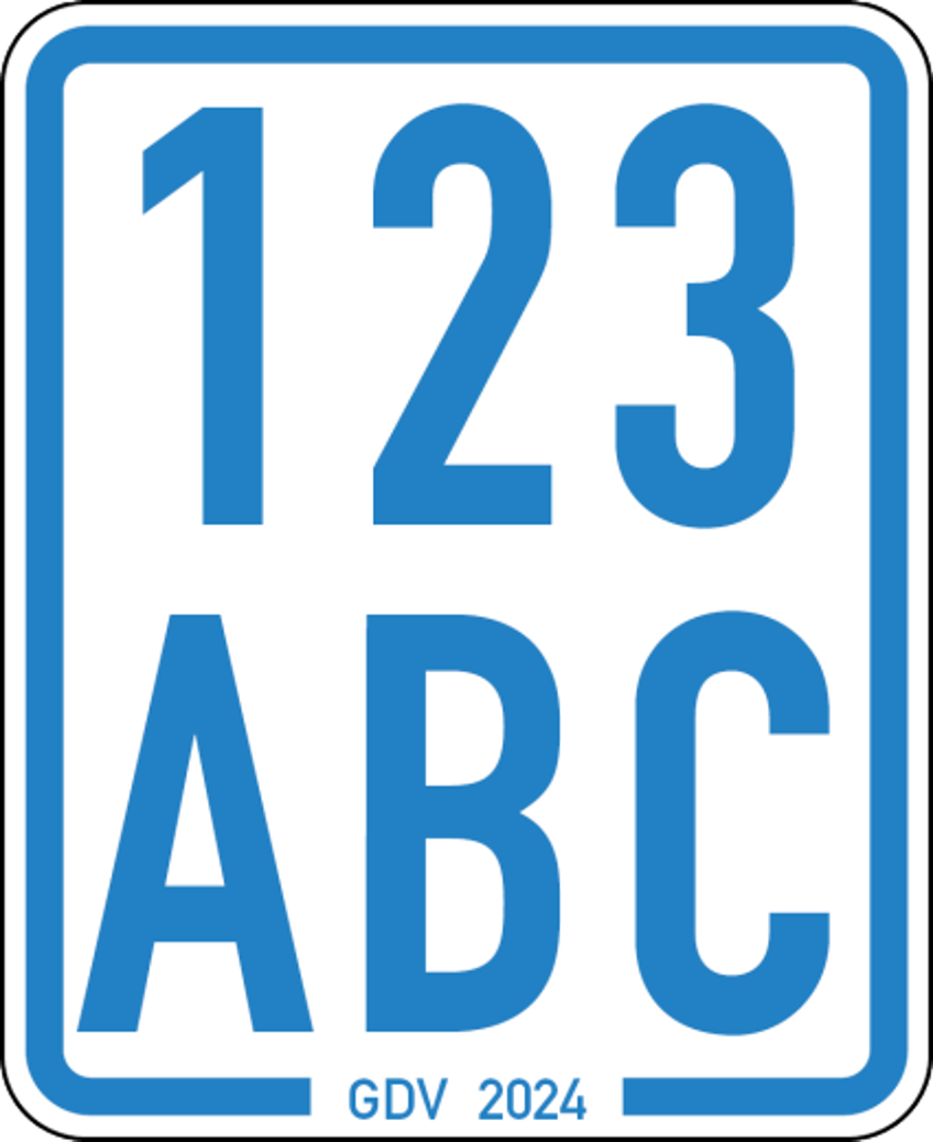Mopedkennzeichen: aktuelles Kennzeichen in der Farbe Blau